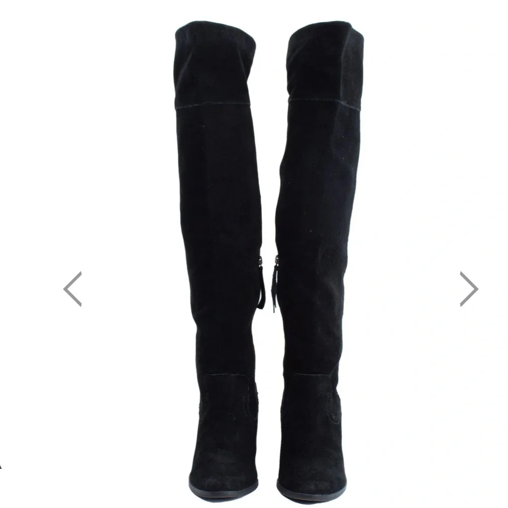 Dolce‎ Vita Ohanna Black Suede Over the Knee Round Toe Block Heel Boot WN 11